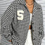 Houndstooth Button Down Long Sleeve Shacket - Korvel