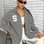 Houndstooth Button Down Long Sleeve Shacket - Korvel