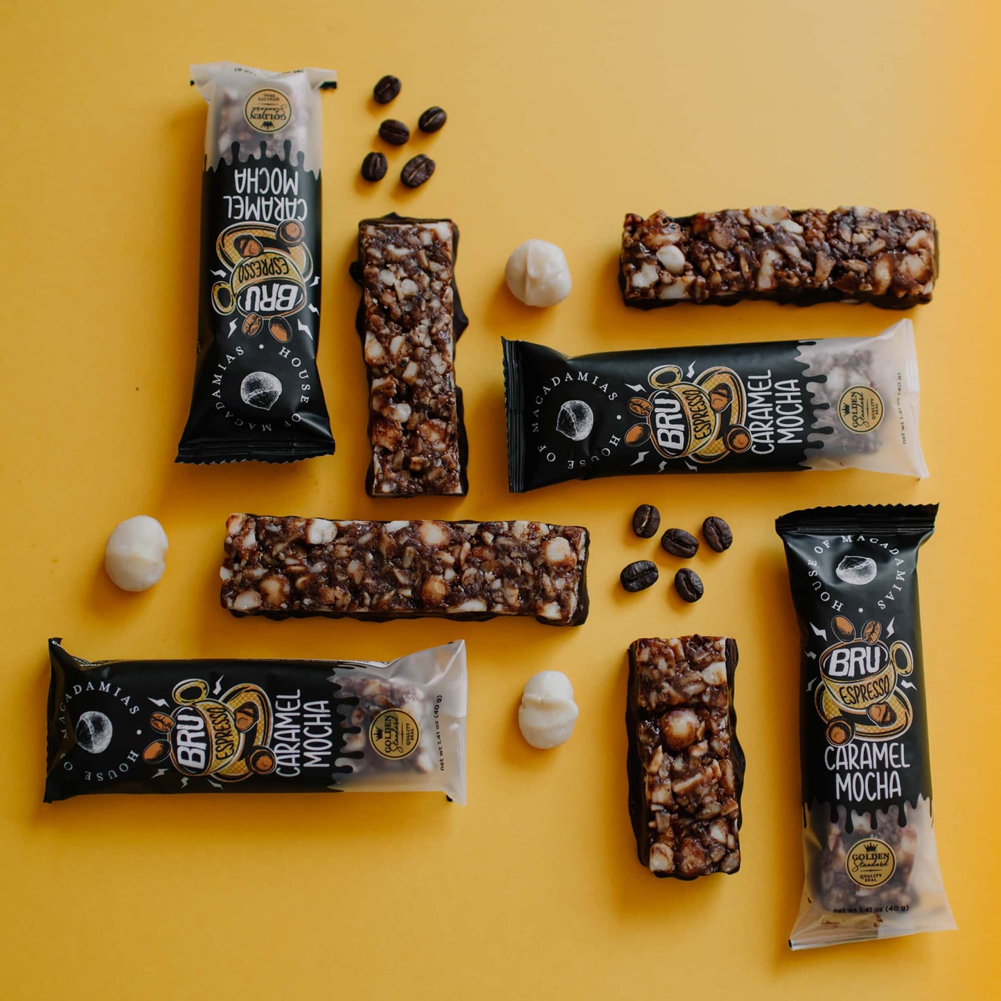 Caramel Mocha Macadamia Nut Snack Bar (Dan Mace's BRU Bar) (12 Bars) - Korvel