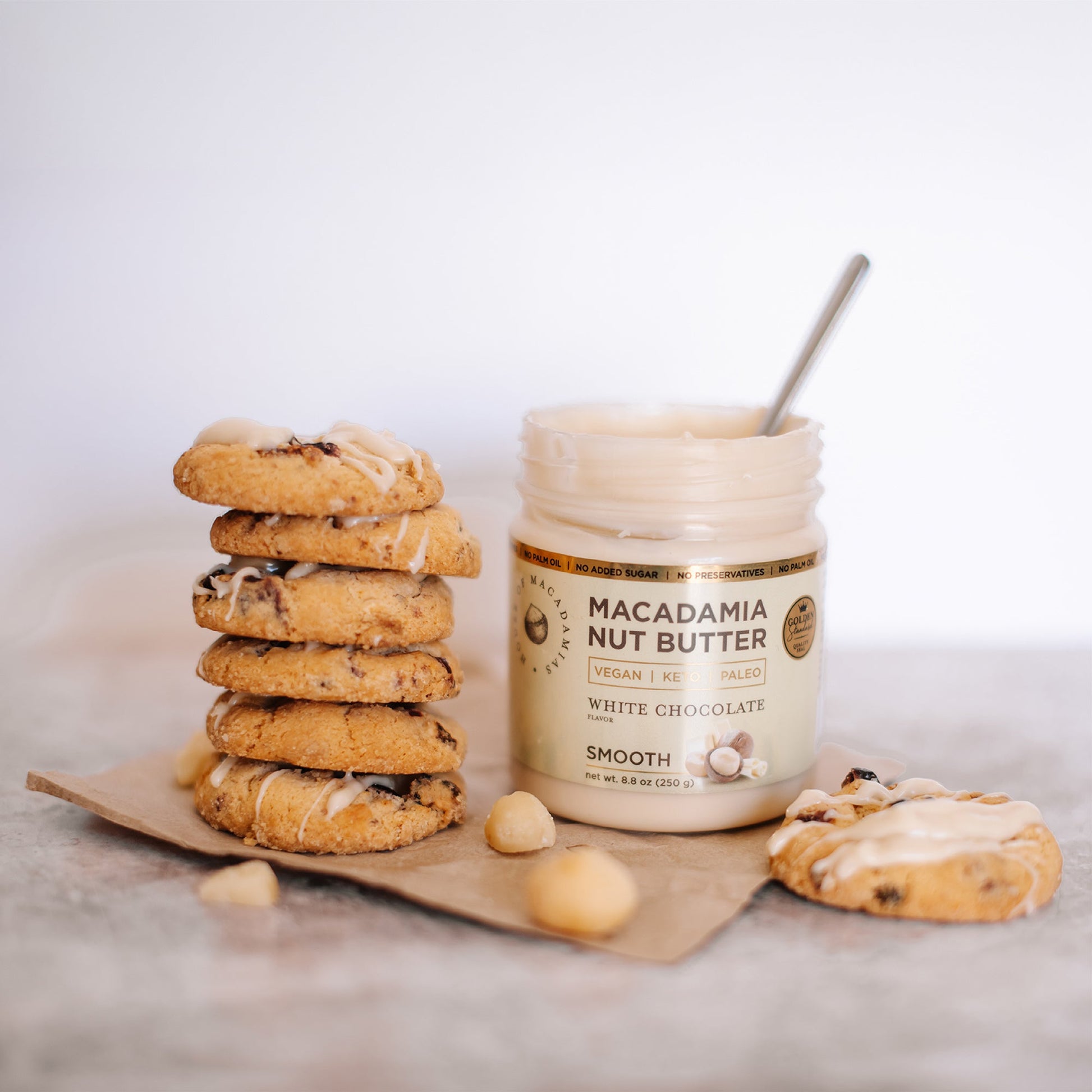 Macadamia Nut Butter White Chocolate Flavor  (1 Flavor, 1 Jar) - Korvel