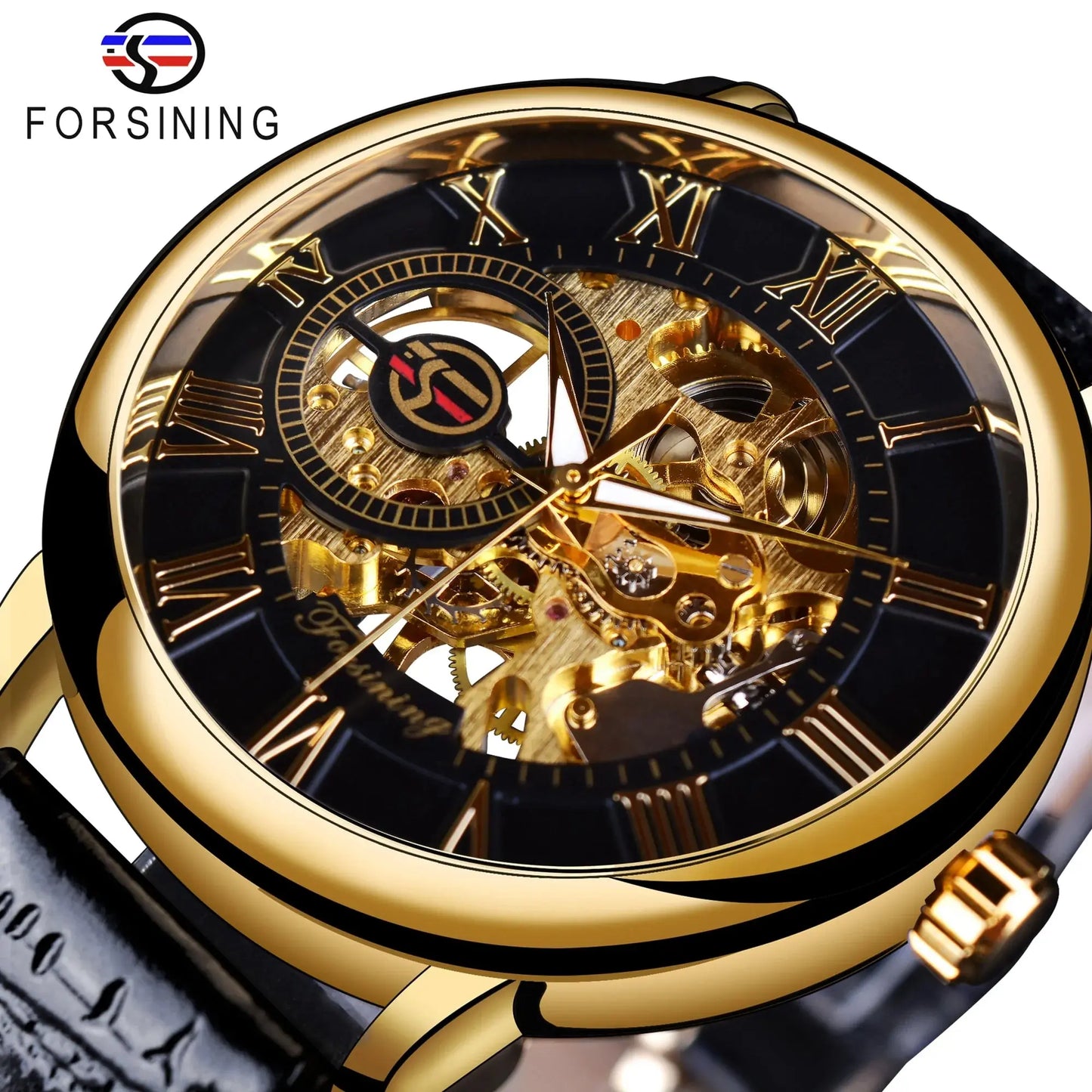 Men's Luxury Mechanical Watch with Leather Band