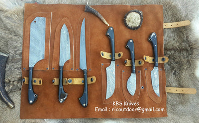 Premium Custom Damascus Steel Hunting Knife Collection with Buffalo Horn Handles - Korvel