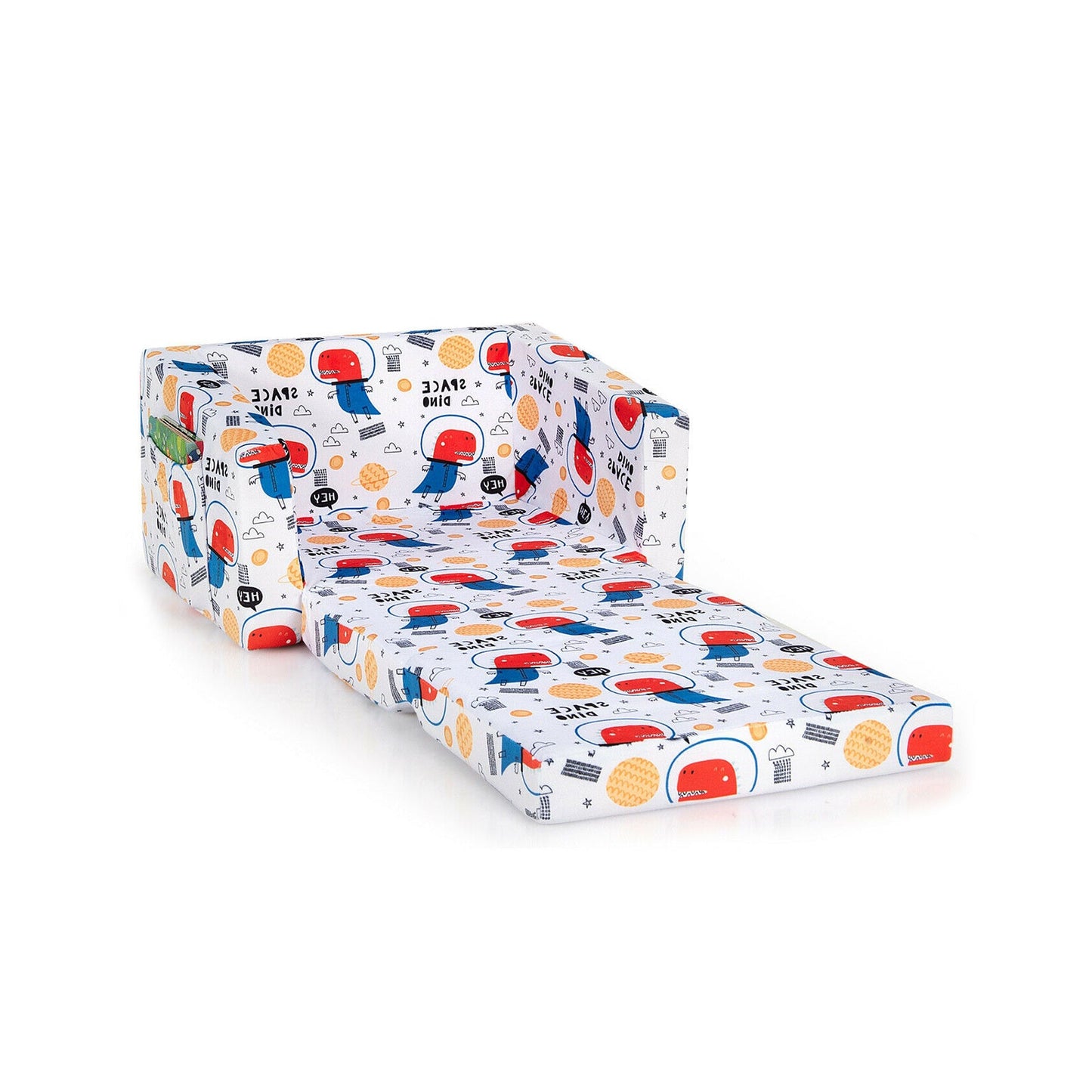 2-in-1 Convertible Kids Sofa with Velvet Fabric - White
