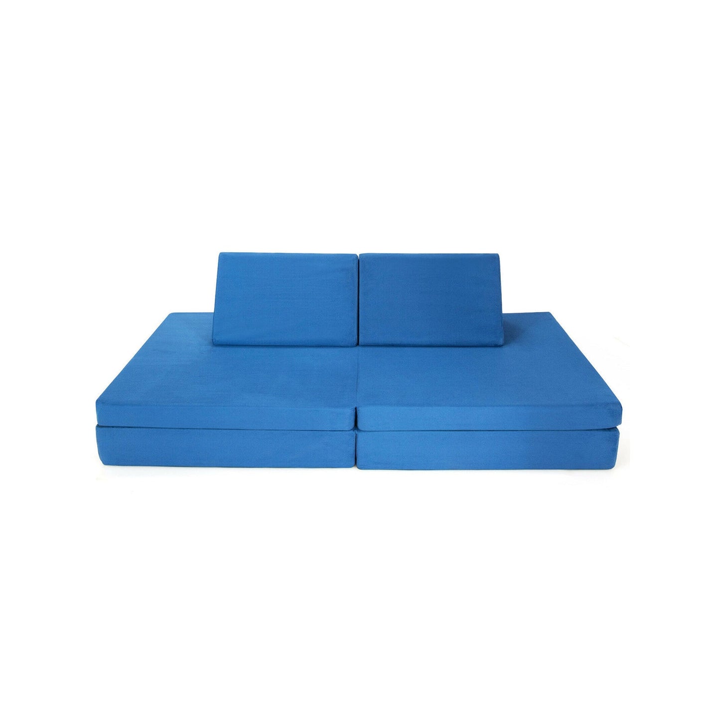 Ensemble de canapé convertible pour enfants en 4 pièces avec tapis pliants - Bleu