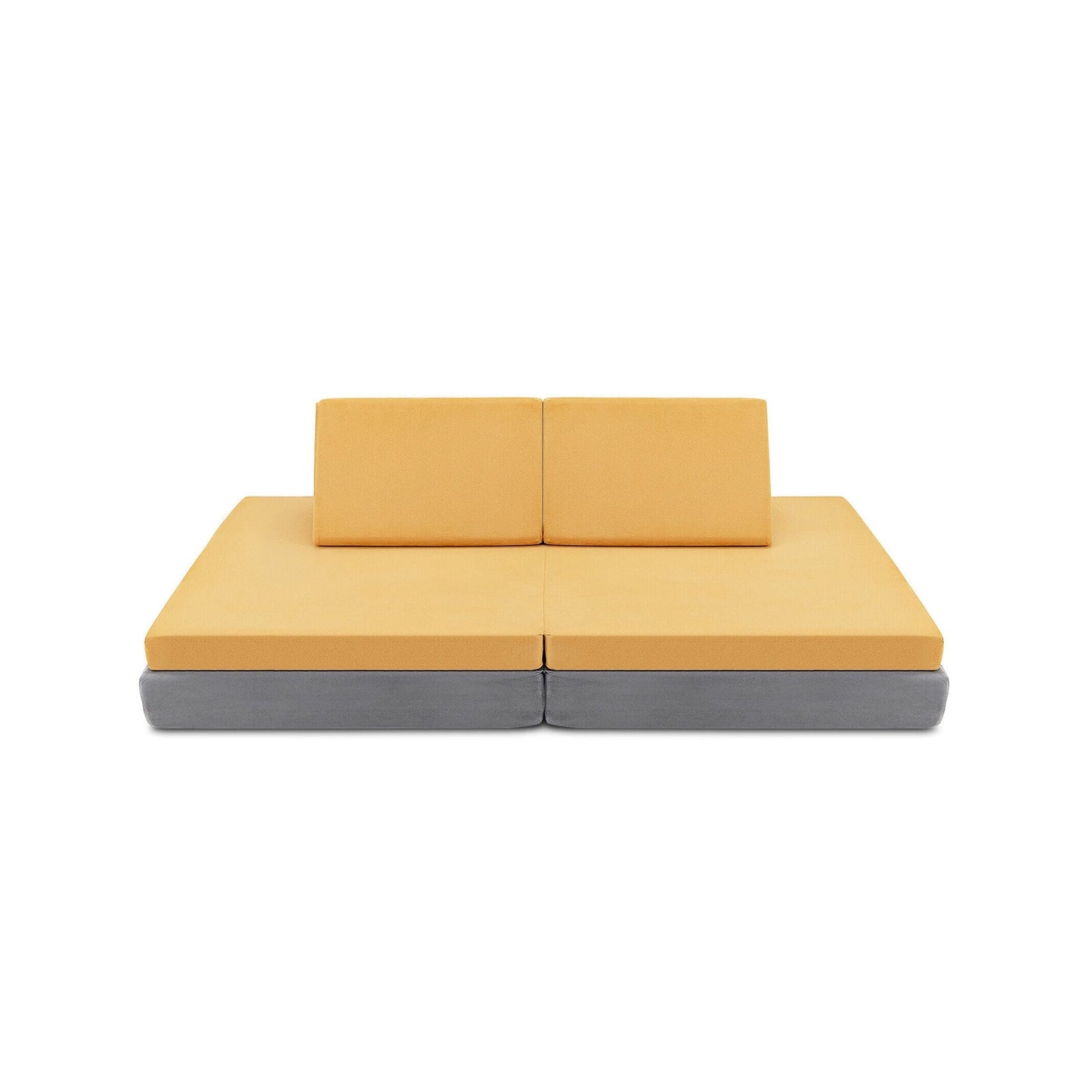 Ensemble de canapé convertible pour enfants en 4 pièces avec tapis pliants - Jaune