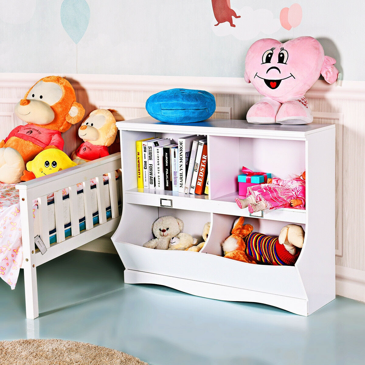 Gbruno Kids Storage Unit - White Toy Organizer & Bookshelf
