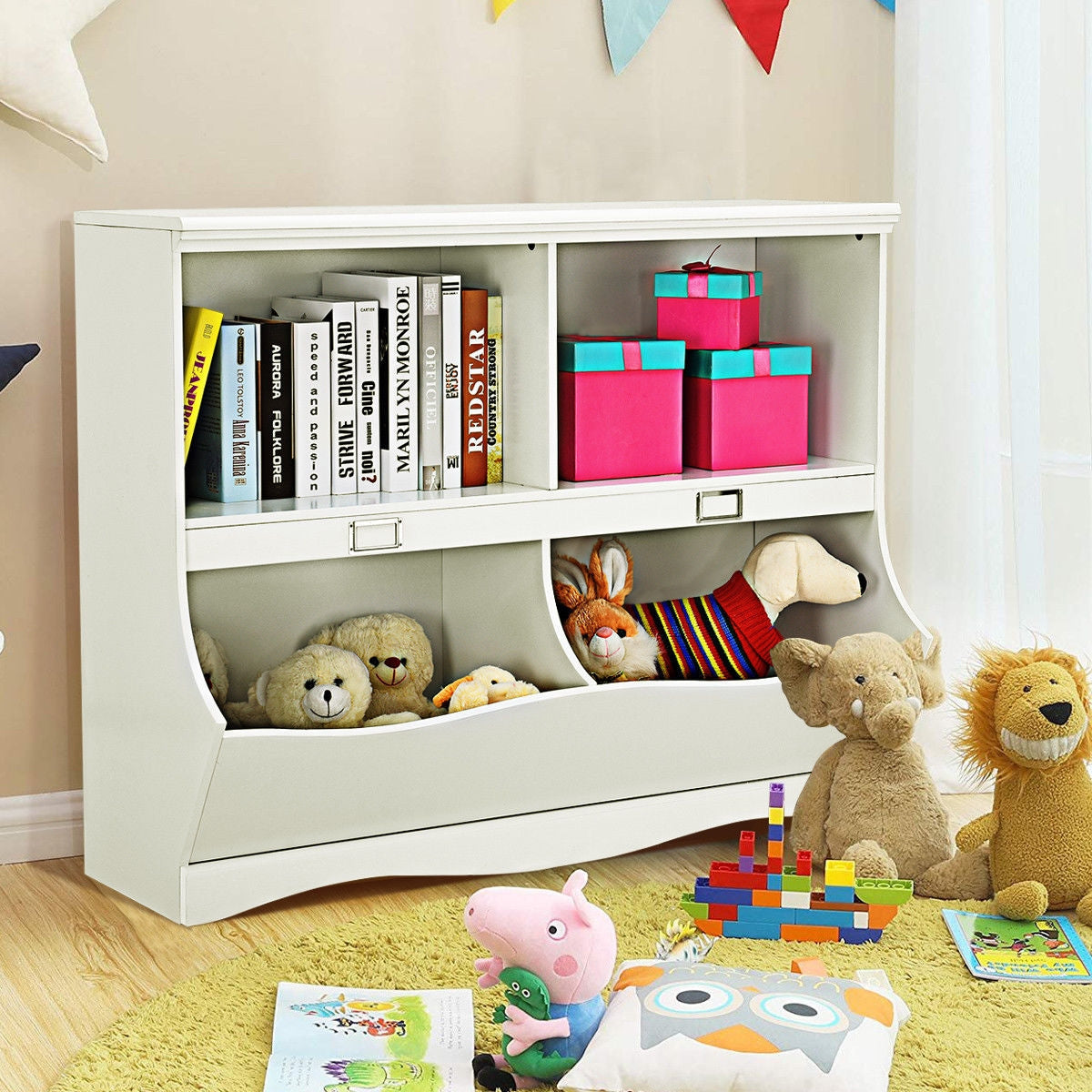 Gbruno Kids Storage Unit - White Toy Organizer & Bookshelf