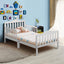 Classic Wood Toddler Bed Frame with Safety Guardrails - White