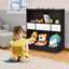 Freestanding Combo Cubby Bin Storage Organizer Unit with 3 Baskets - Brown