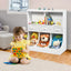 Freestanding Combo Cubby Bin Storage Organizer Unit with 3 Baskets - White