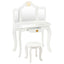 Kids Makeup Dressing Table with Tri-fold Mirror and Stool - White
