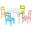 5-Piece Kids Pine Wood Table Chair Set - Clear Finish