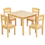Juego de Mesa y Sillas de Madera de Pino para Niños de 5 Piezas