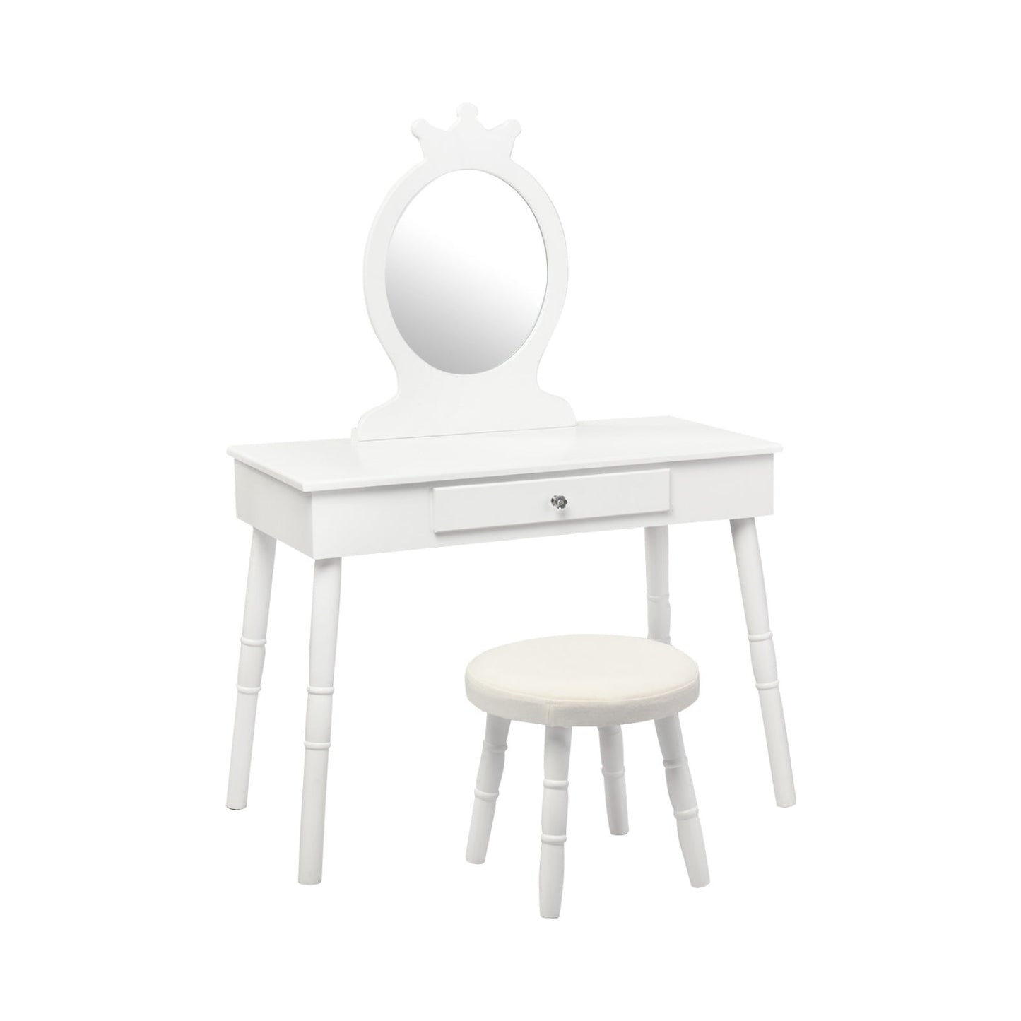 Kids Vanity Makeup Table & Chair Set - White
