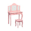 Conjunto de Mesa de Vanity con Espejo de Maquillaje Rosa para Niños