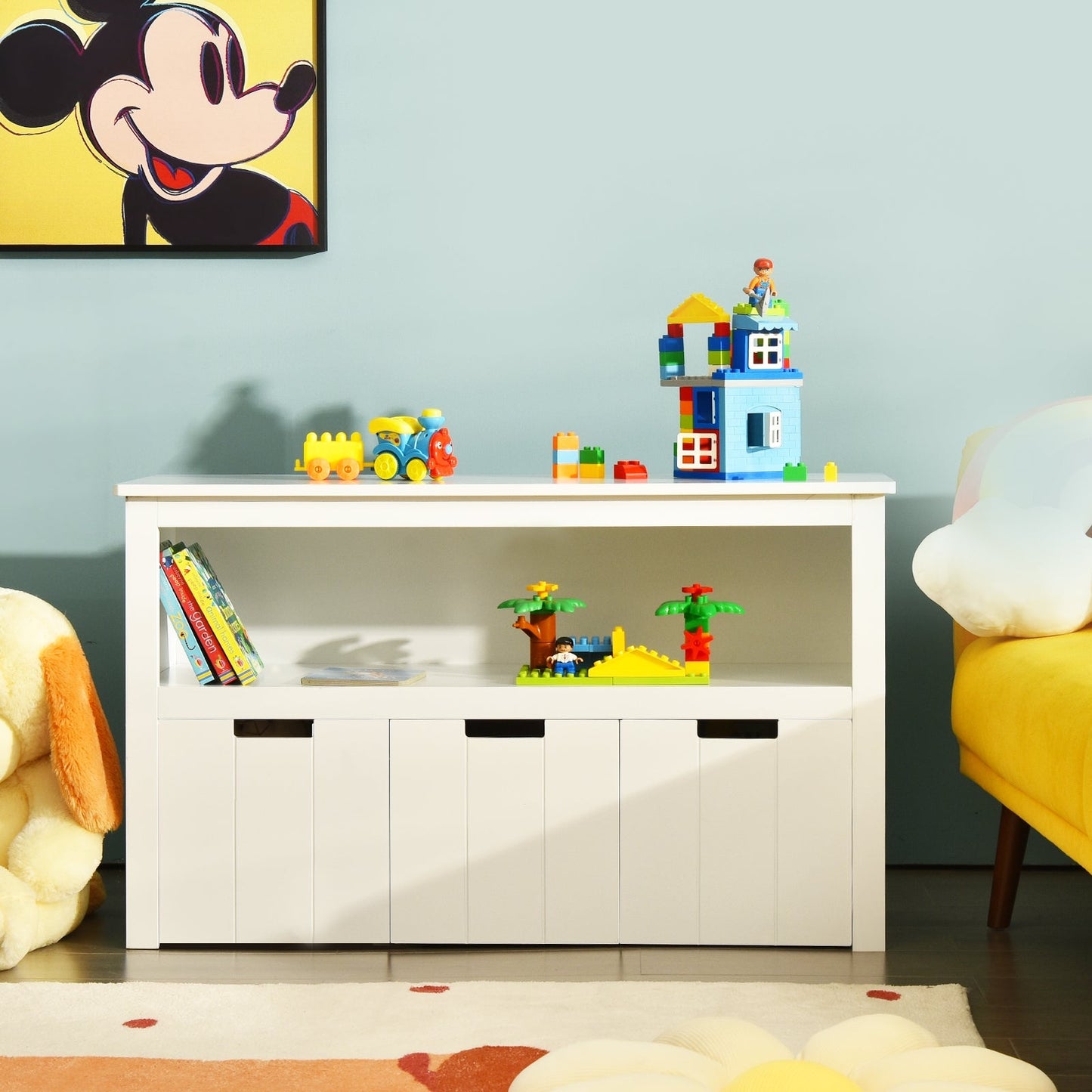 Gbruno Kid Toy Storage Cabinet with 3 Drawers and Wheels
