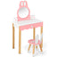 Ensemble de coiffeuse pour enfants avec chaise et miroir en forme de lapin - Blanc