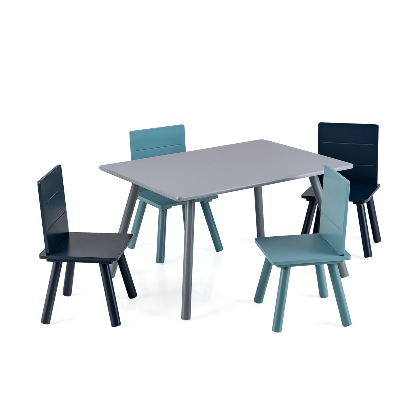 5-Piece Kids Wooden Activity Play Furniture Set - Blue