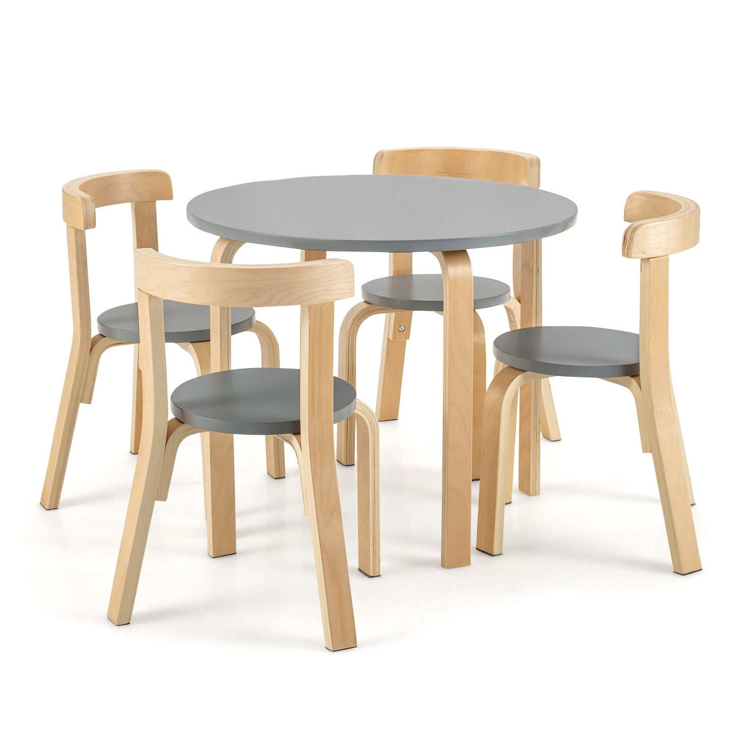 5-Piece Kids Wooden Activity Table and Chair Set - Gray