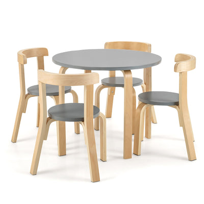Ensemble de table et chaises en bois pour enfants de 5 pièces - Gris