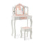 Ensemble de coiffeuse pour enfants 2-en-1 avec miroir pliant - Rose