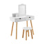Kid Vanity Table Chair Set with Mirror and Storage - White