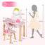 2-in-1 Children Vanity Table Stool Set with Mirror - Pink