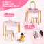 2-in-1 Children Vanity Table Stool Set with Mirror - Pink