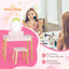 2-in-1 Children Vanity Table Stool Set with Mirror - Pink