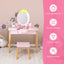 2-in-1 Children Vanity Table Stool Set with Mirror - Pink