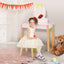 2-in-1 Children Vanity Table Stool Set with Mirror - Pink