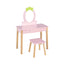 2-in-1 Children Vanity Table Stool Set with Mirror - Pink