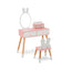 Kids Vanity Table and Chair Set with Rabbit Mirror - White