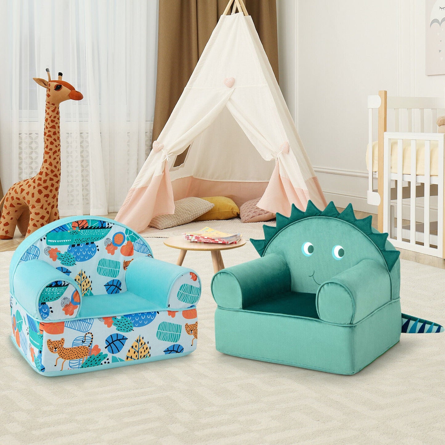Fauteuil pour enfants avec housse en velours doux - Bleu