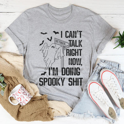 Camiseta espeluznante "No puedo hablar ahora mismo"