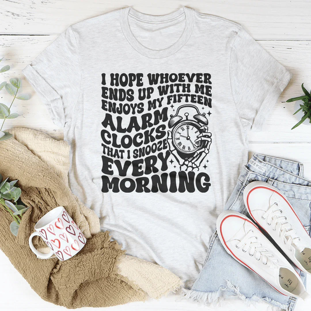 Fifteen Alarm Clocks Tee - A Playful Statement
