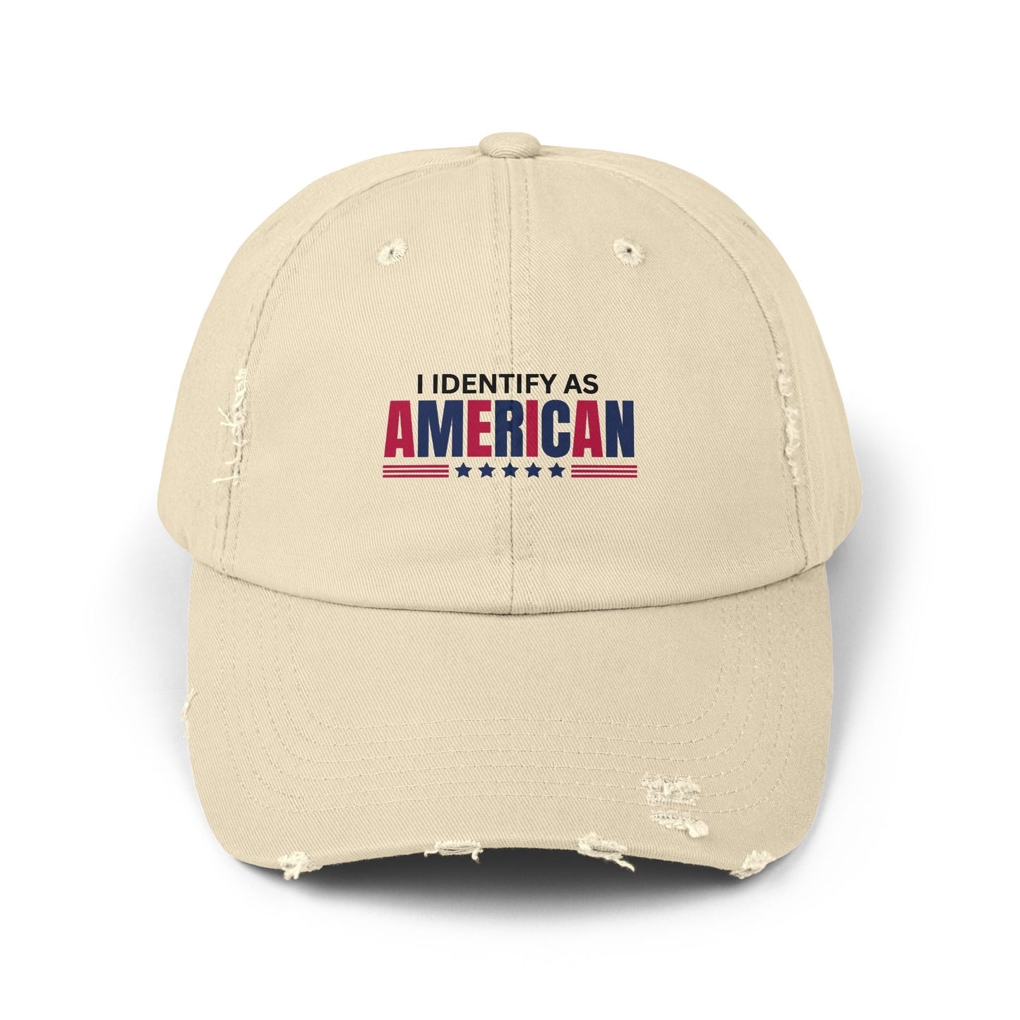 Je m'identifie comme Américain Casquette Unisexe Distressée