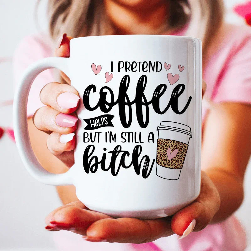 I Pretend Coffee Ceramic Mug - 15 oz