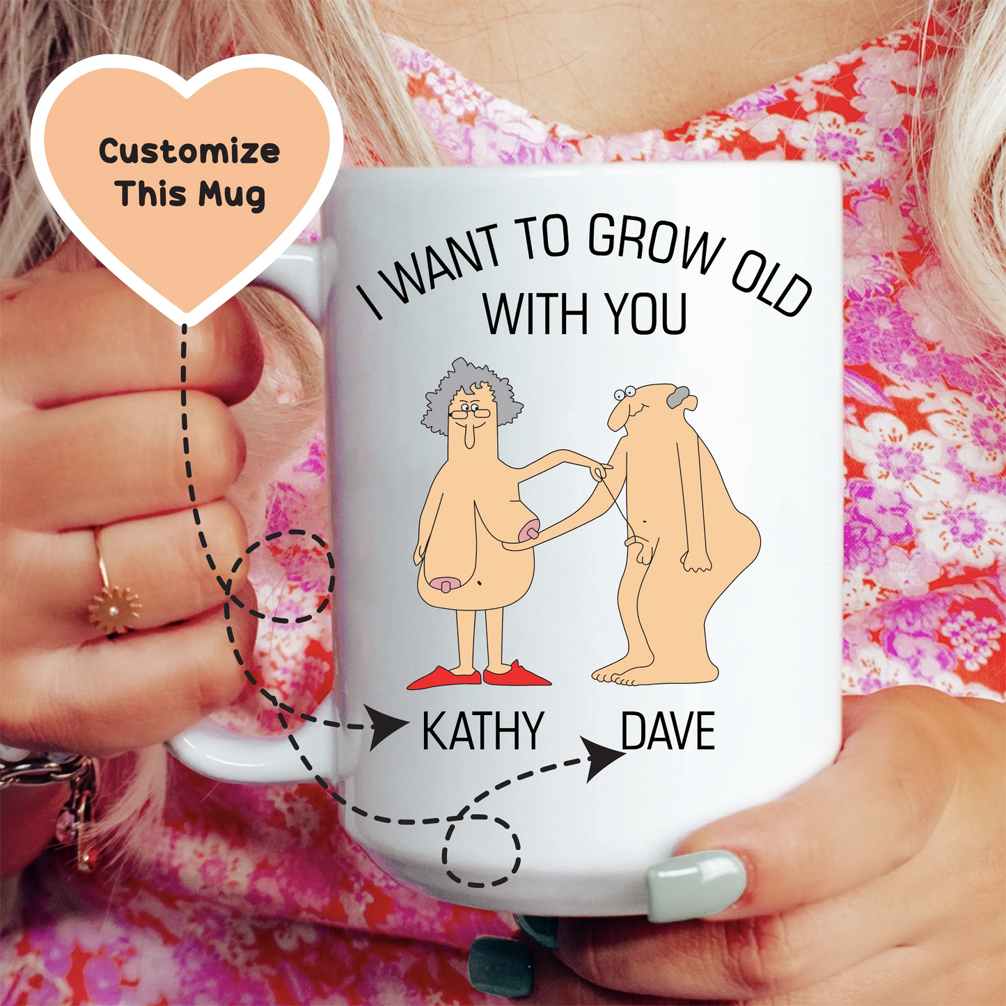 Taza personalizada "Quiero envejecer contigo"