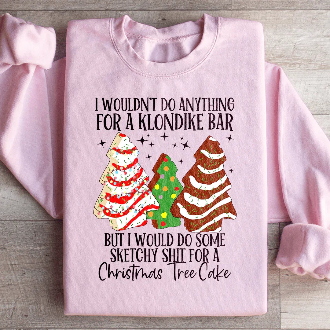 Sudadera con diseño de pastel y árbol de Navidad que haría cosas raras