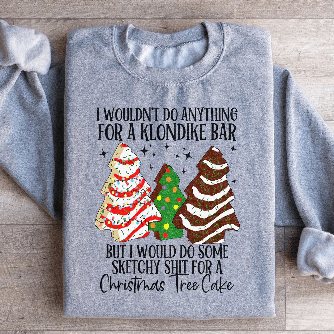 Sudadera con diseño de pastel y árbol de Navidad que haría cosas raras