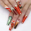 RUOKEXIN Ongles Pressés de Noël - Longs Coffins Rouges avec Strass