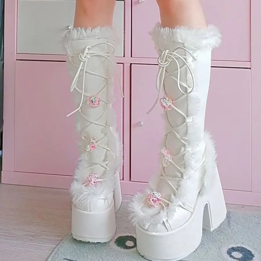 Bottes d'hiver à talons épais