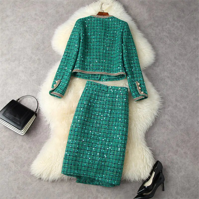 Ensemble de Robe en Tweed d'Hiver Runway