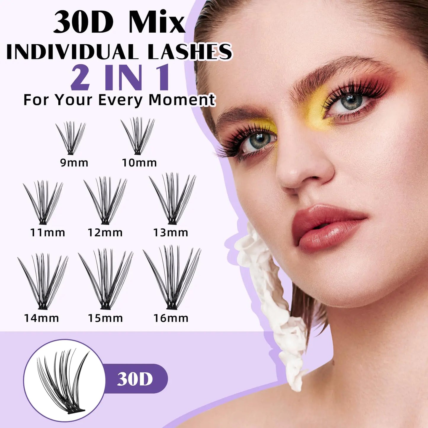 Kit de Extensión de Pestañas para Principiantes - 280pcs de Grupos de Pestañas Mixtos