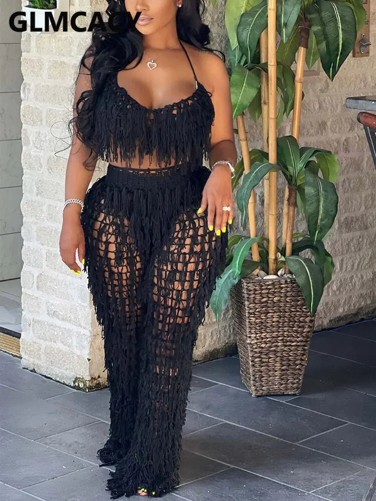 Ensemble de Pantalons Amples Transparent Chic