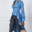 Solid Color Lantern Sleeve Tail Dress