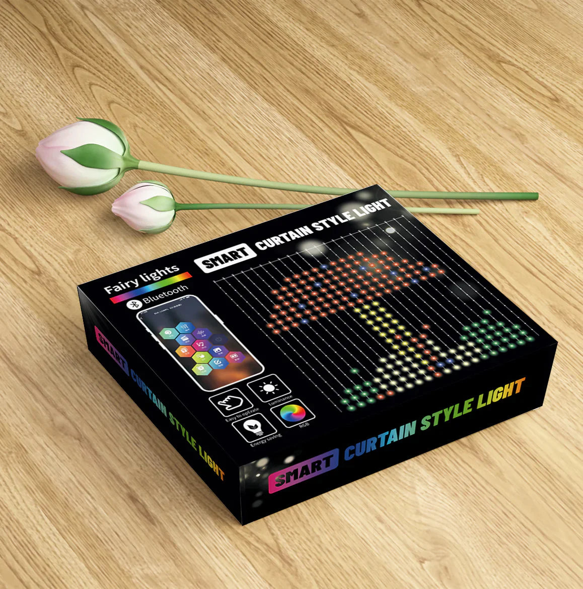 Luces de Cortina RGB Inteligentes LED Bluetooth - Guirnalda de Luces Versátil