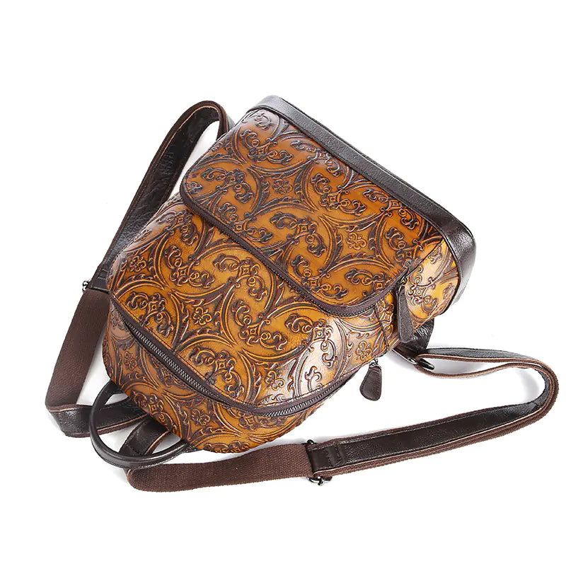 Mochila de Cuero Genuino Retro de Lujo para Mujeres