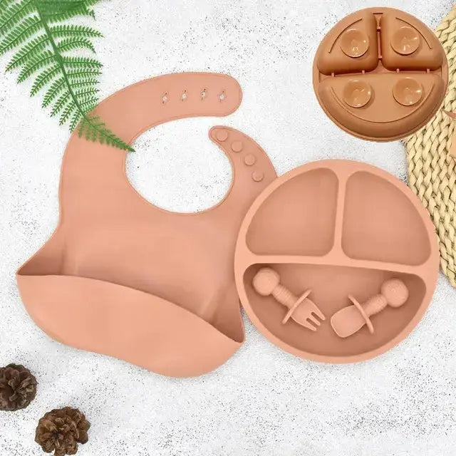Ensemble de Assiette en Silicone pour Bébé Premium pour une Alimentation Sûre